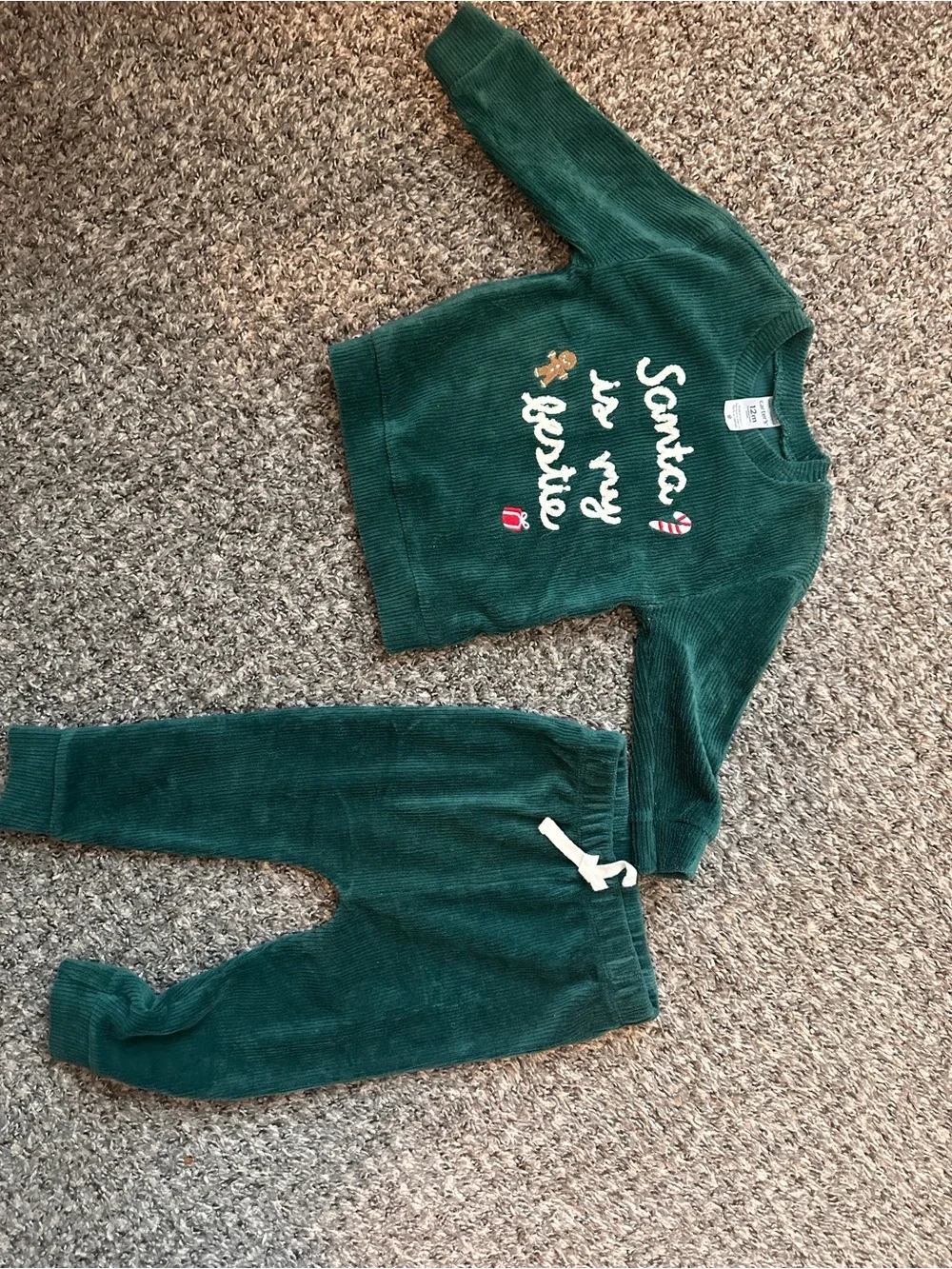 Carter's Dark Green Holiday Knit Sweatshirt & Joggers Set